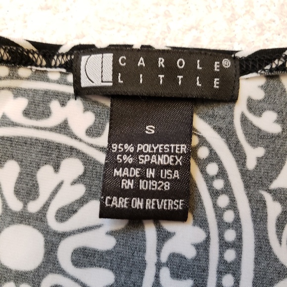 🐱Carole Little Short Sleeve Black & White Top - Picture 3 of 5